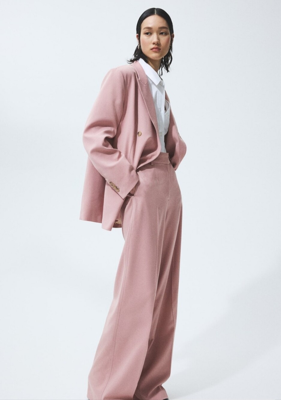 H&M Blush Pink Wide-Leg Trousers